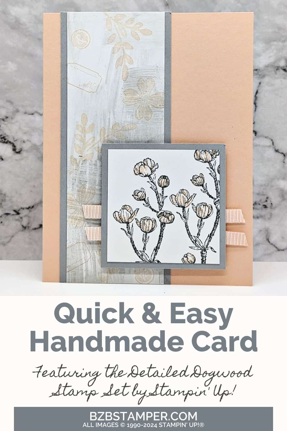 Elegant Yet Simple Handmade Dogwood Card 6 Elegant Yet Simple Handmade Dogwood Card in peach and gray. No sentiment on the card.