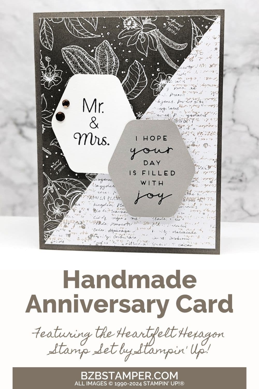 Handmade Happy Anniversary Card 6 022324 stampin up heartfelt hexagon pin1