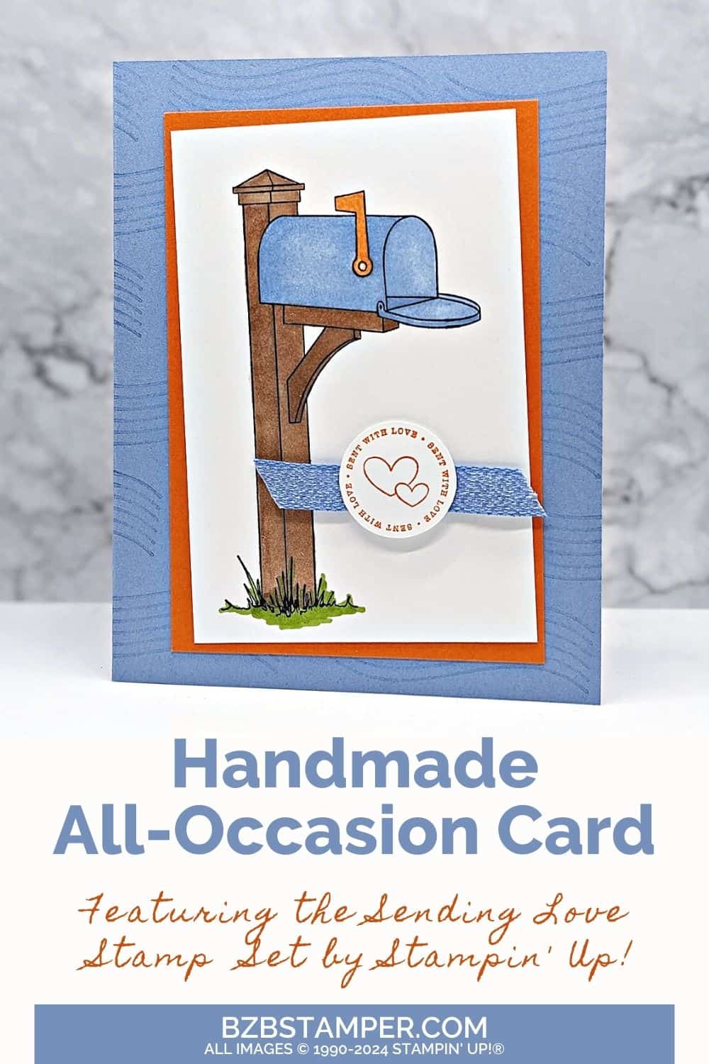 Sending Love: Quick & Easy Tutorial 6 Sending Love: Quick & Easy Tutorial featuring a blue mailbox with orange highlights including a "sent with love" circle sentiment.