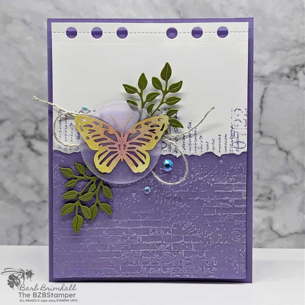Butterfly Card with the Notes of Nature Bundle 1 Butterfly Card with the Notes of Nature Bundle in purples, yellows and greens. No sentiment on front of card.