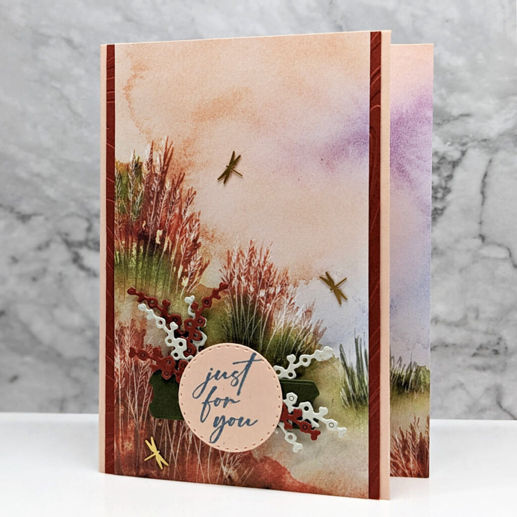 3 Cards using the Unbounded Love Bundle 4 3 Cards using the Unbounded Love Bundle featuring a "Just for you" sentiment card and nature scene Designer Paper in rust and peach colors.