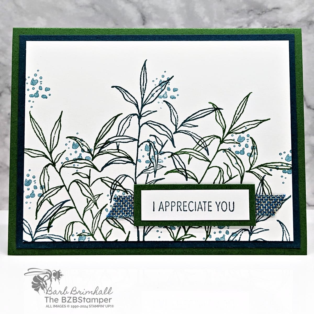 Easy Greeting Cards using the Thoughtful Wishes Stamp Set 1 Easy Greeting Cards using the Thoughtful Wishes Stamp Set in Navy Blues and Greens, featuring an "I appreciate you" sentiment.