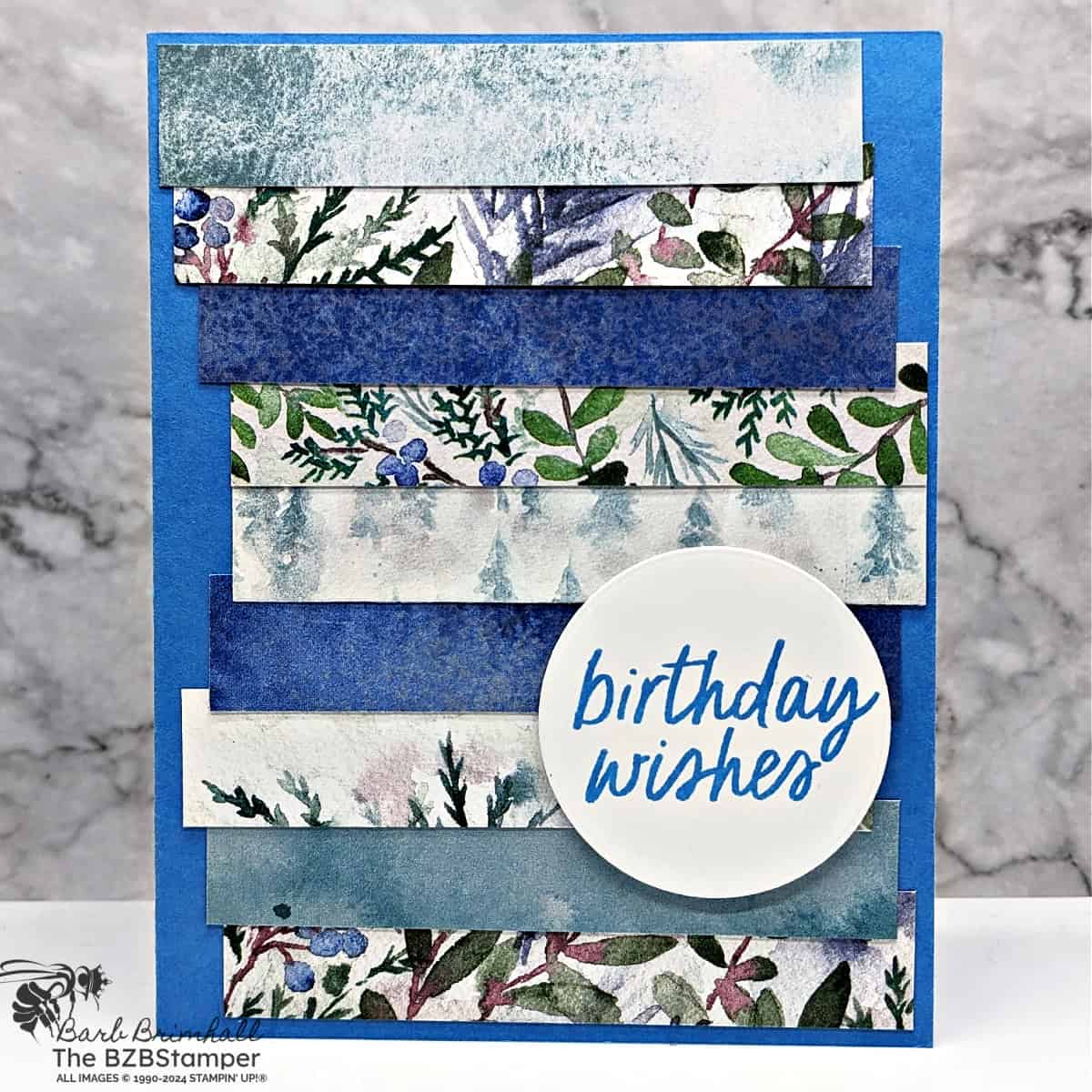 5 Minute Happy Birthday Card Using Card Sketch 9 1 5 Minute Happy Birthday Card Using Card Sketch 9 in blues and greens with pretty background paper.
