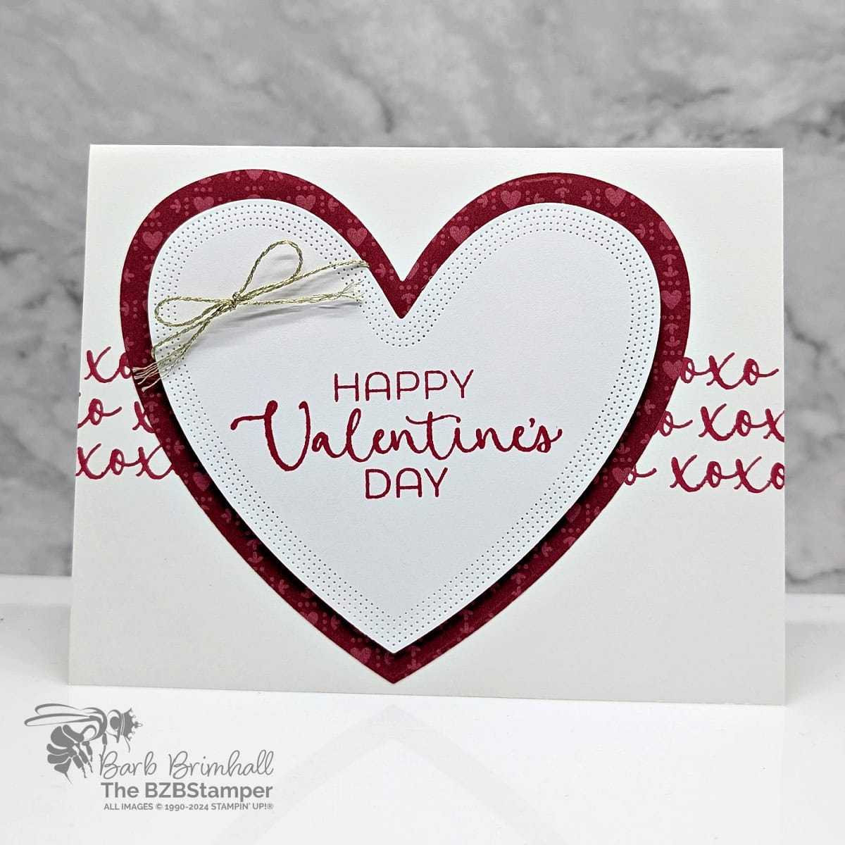 Easy Valentine Card with the Hearts of Elegance Bundle 1 Easy Valentine Card with the Hearts of Elegance Bundle in red and white with a large die-cut heart.