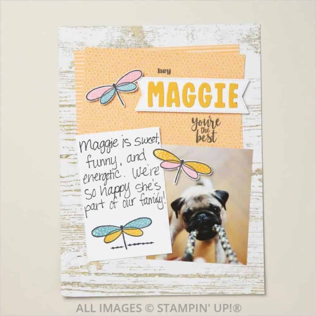 Stampin' Up! Stampin' Write Markers: Features & Tips 4 Stampin' Up! Stampin' Write Markers used in scrapbooking with a Stampin' Write Black Marker on a dog scrapbook page.