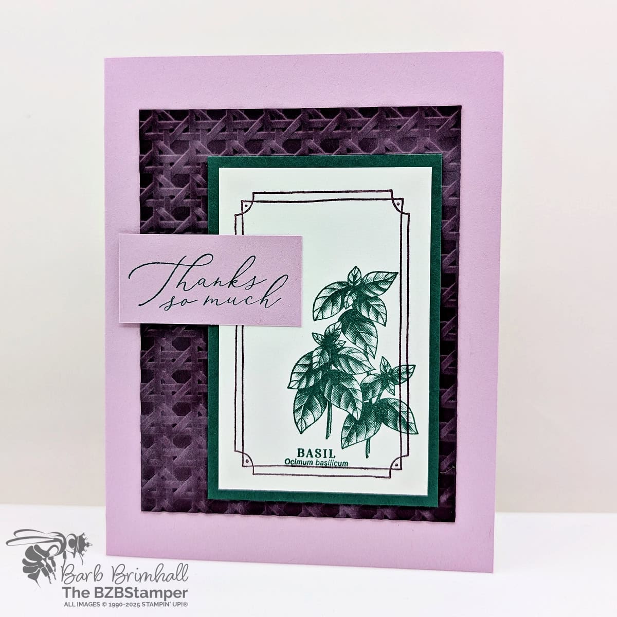 Grow With Love Thank You Card 1 Grow With Love Thank You Card featuring a green plant with purple accents and a "thanks so much" sentiment.