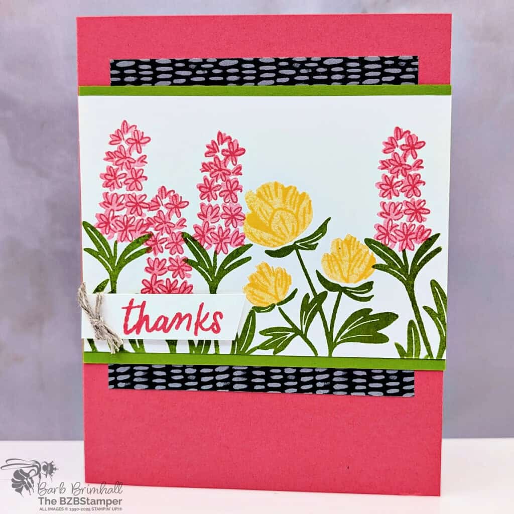 3 Cards using the Pretty Florals Bundle 3 3 Cards using the Pretty Florals Bundle featuring red, yellow and orange flowers and a "thanks" sentiment.