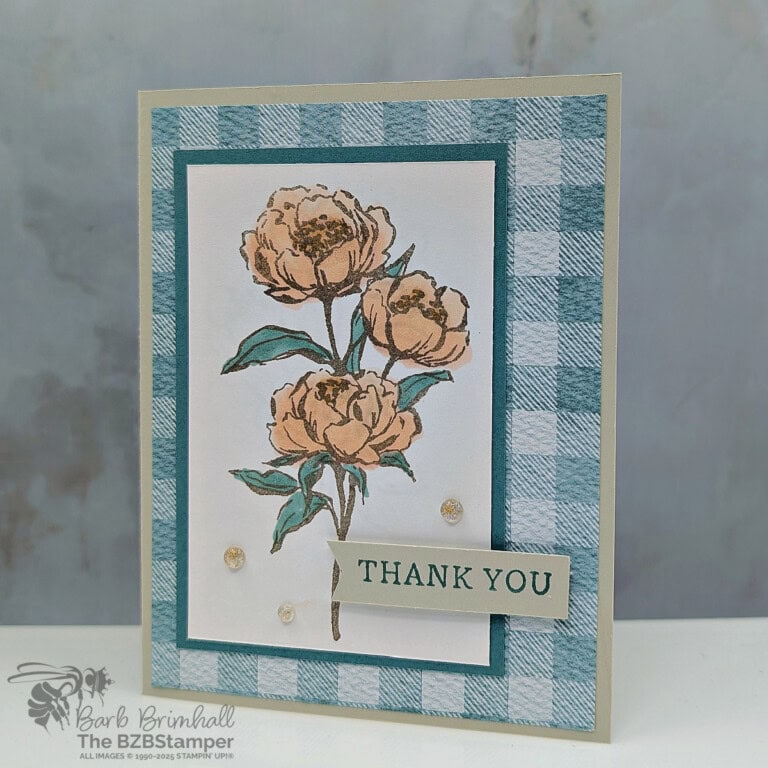 Soft Gingham Floral Card with Gallery Blooms