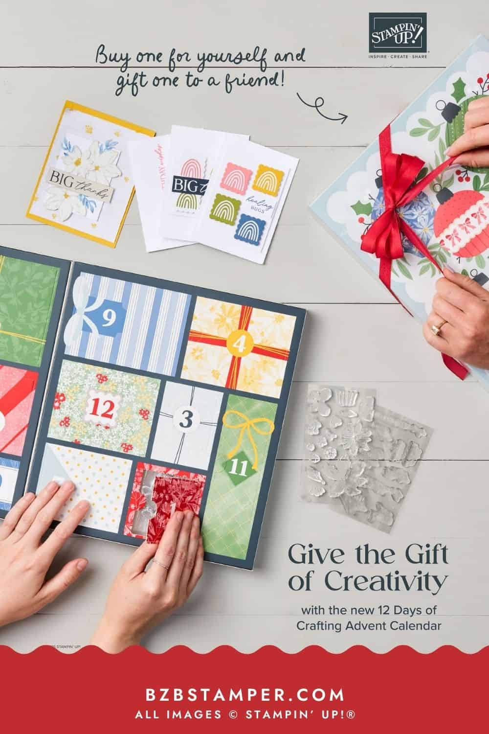 12 Days of Crafting Advent Calendar 8 2 Days of Crafting Advent Calendar by Stampin’ Up!®—a $99 holiday crafting set filled with exclusive dies, paper, and embellishments. Available September 23, 2025, while supplies last.