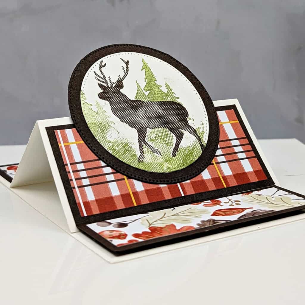 Coffee and a Card with the Outdoor Adventure Set 6 110525 stampin up outdoor adventure fun fold coffee card open 1